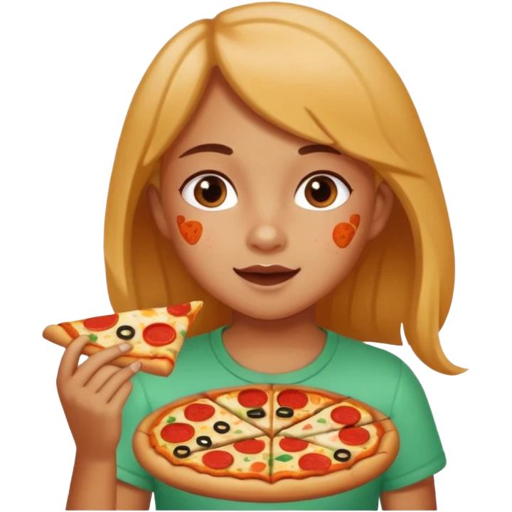 girl Child Eating Pizza emoji