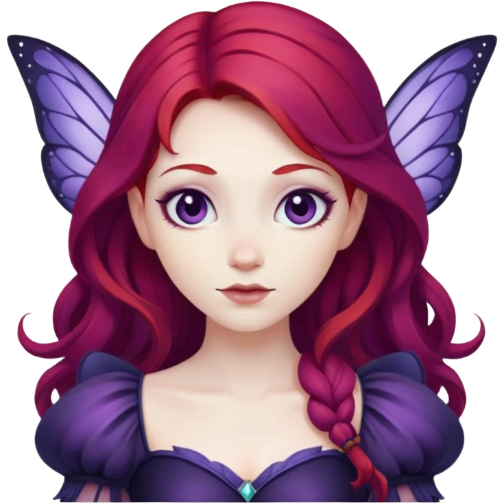 dark purple fairy with red hair  emoji