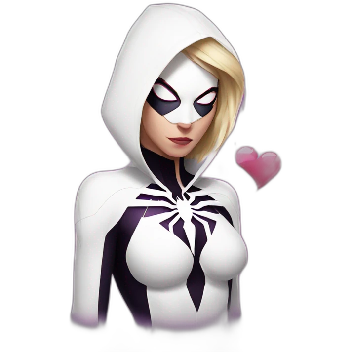 Spider-Gwen with a broken heart emoji
