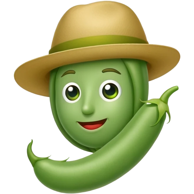 Green bean with a hat emoji