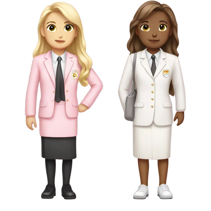 white and pastel pink school uniforms emoji