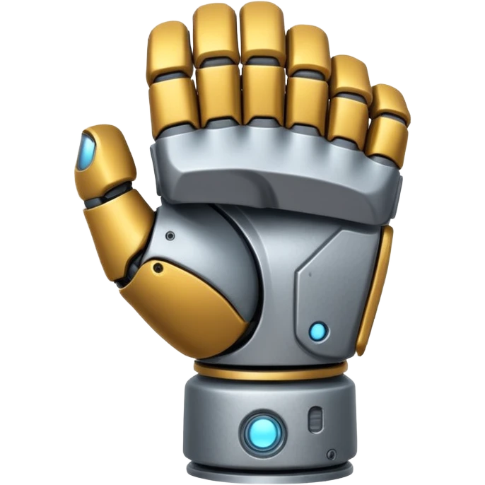 bulky robot fist, back of hand, metallic emoji