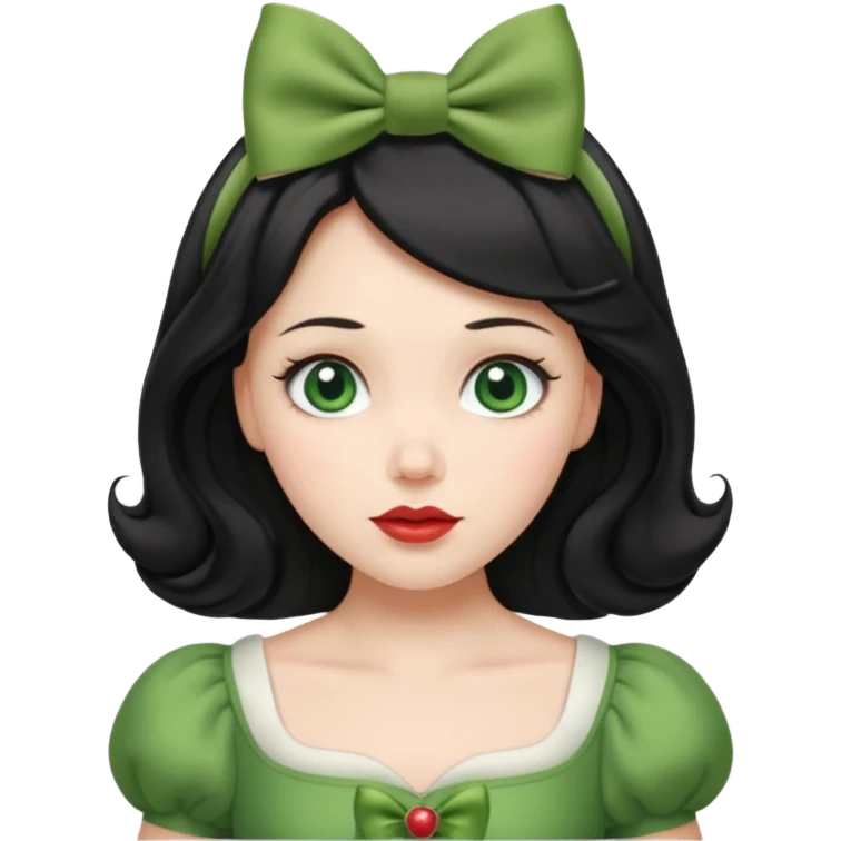 snow white with green dress hair bow and green eyes emoji