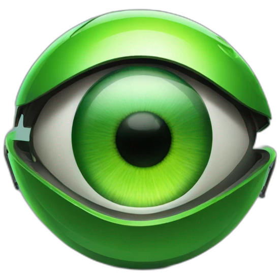 big green eye with autonomous lawnmower reflected emoji