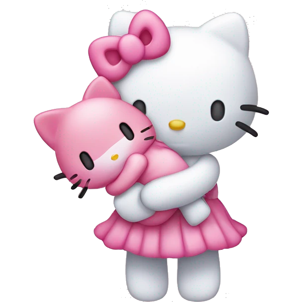 Hello kitty hugging my melody emoji