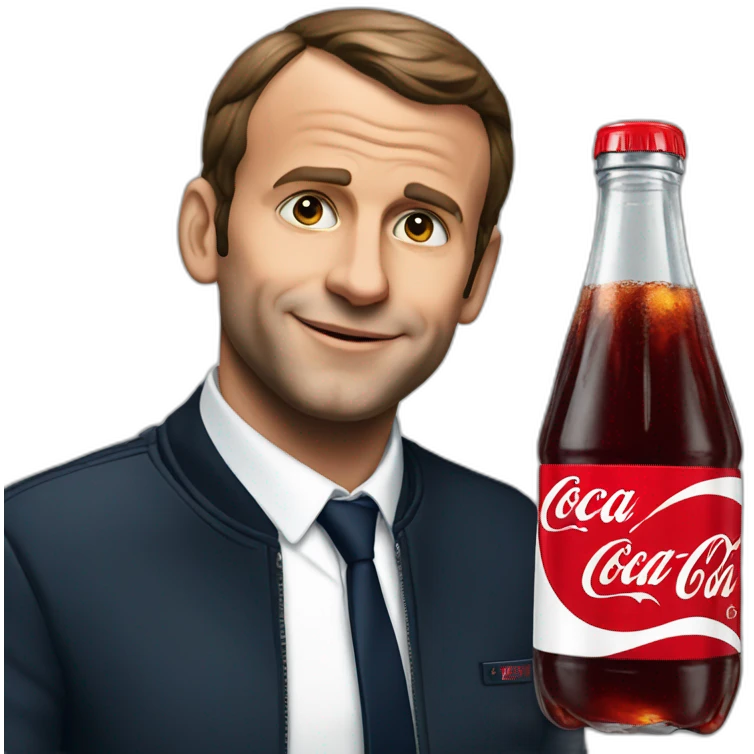 Macron with a coca cola emoji