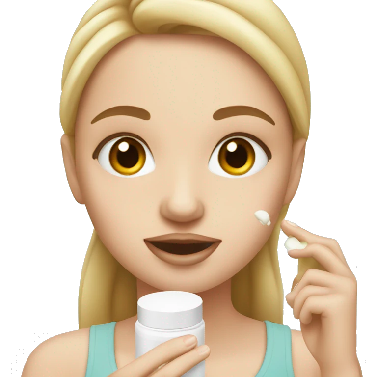 white girl applying cream on face emoji