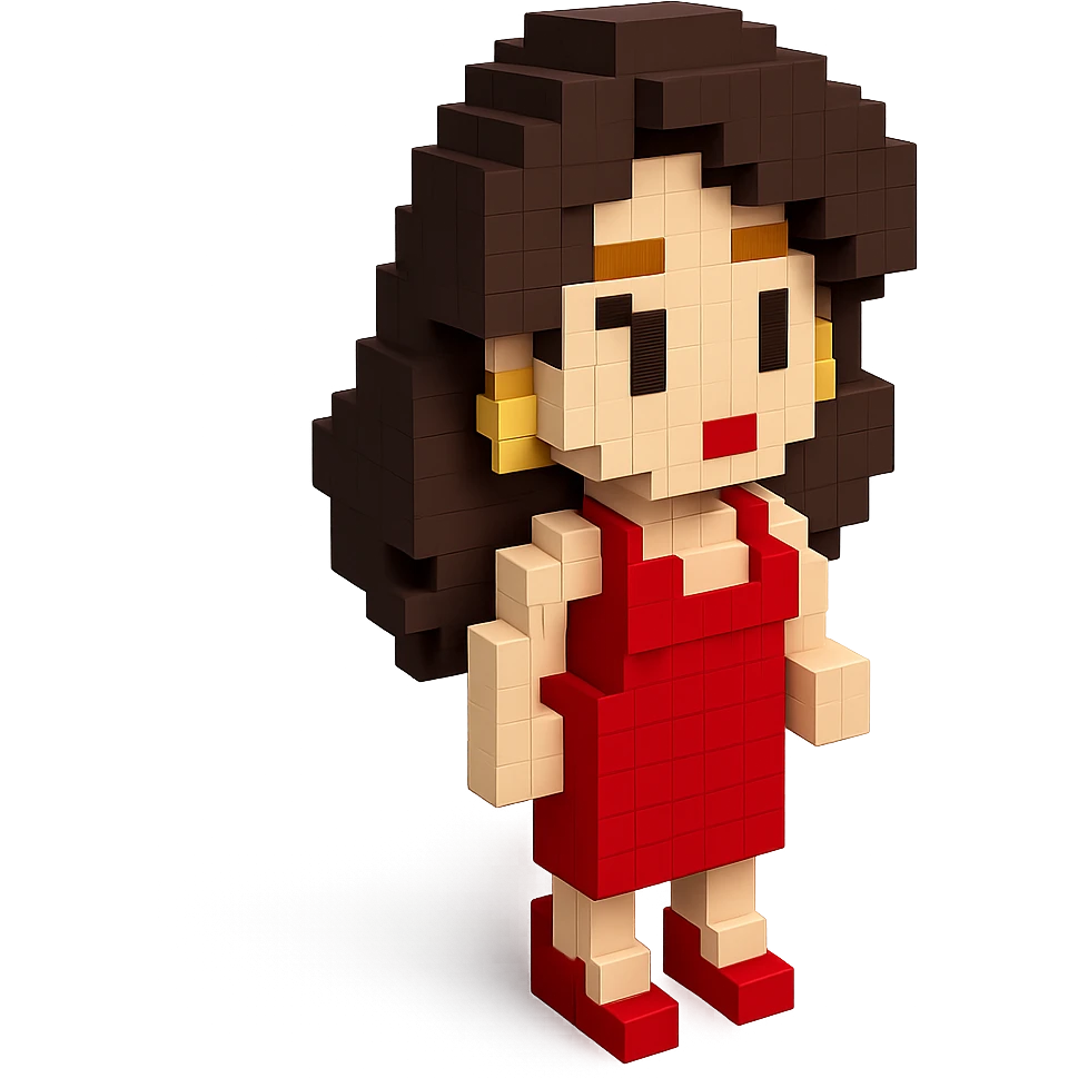 Pauline character from Mario games with brown hair, red dress, and high heels emoji