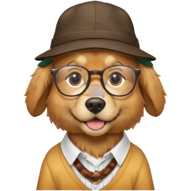 glasses and hat dog with shirt emoji