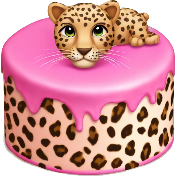 Pink Birthday cake with Leopard Print  emoji