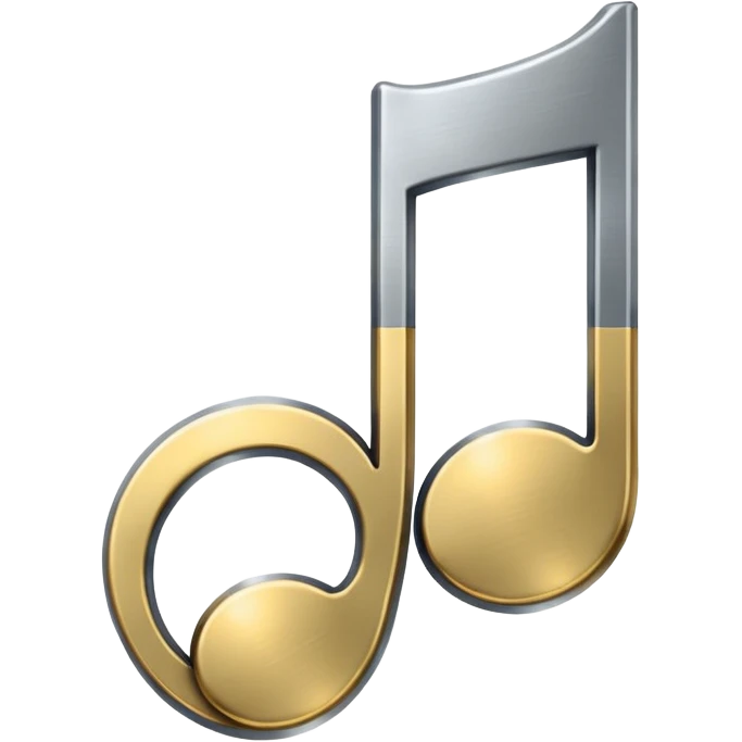 music note with a chromic metal texture, no gold  emoji
