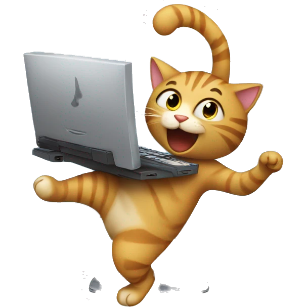 cat danceing with his computer emoji