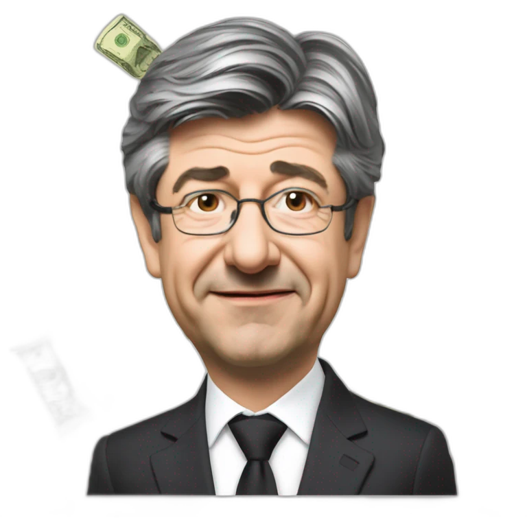 mélenchon qui tien une liasse de billet emoji