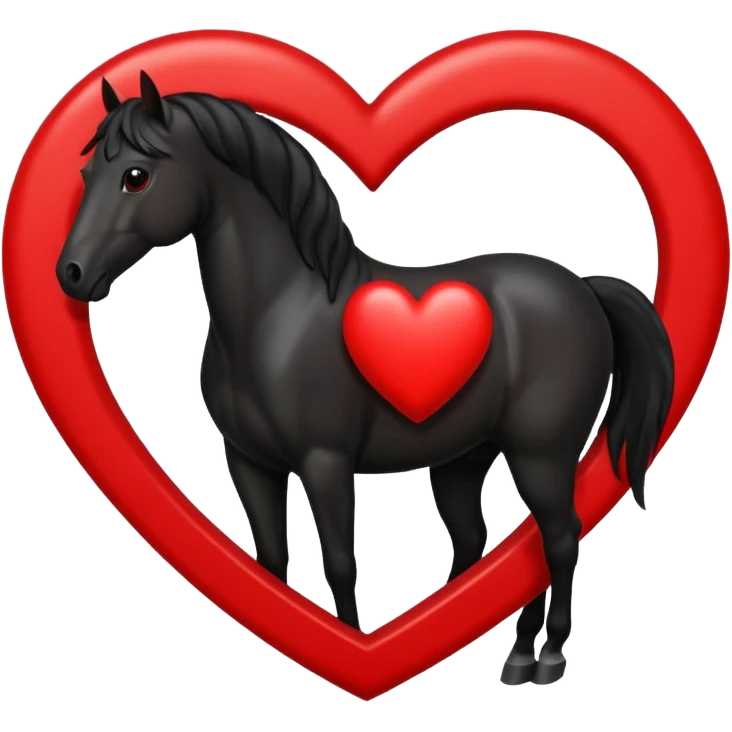 Black Horse centered within a red heart emoji emoji