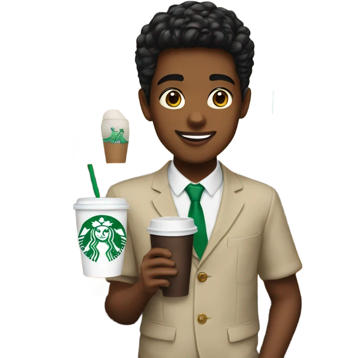 Preppy kid with Starbucks  emoji
