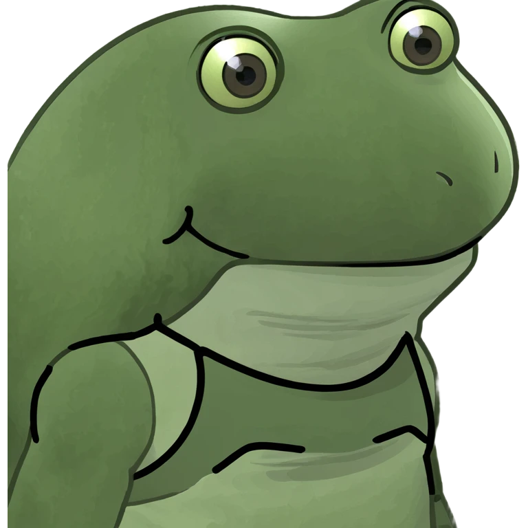 bufo frog wearing a tank top, facing right, meme style emoji