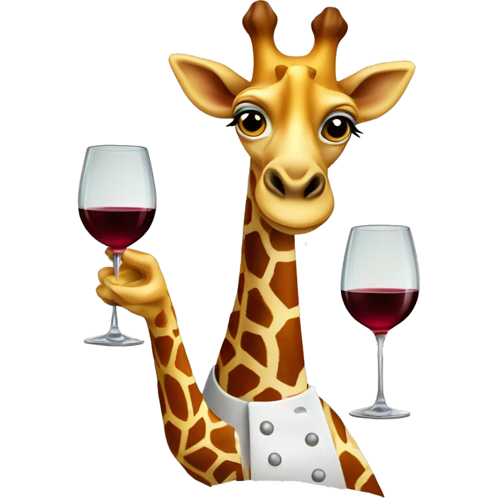 French giraffe holding red wineglass emoji