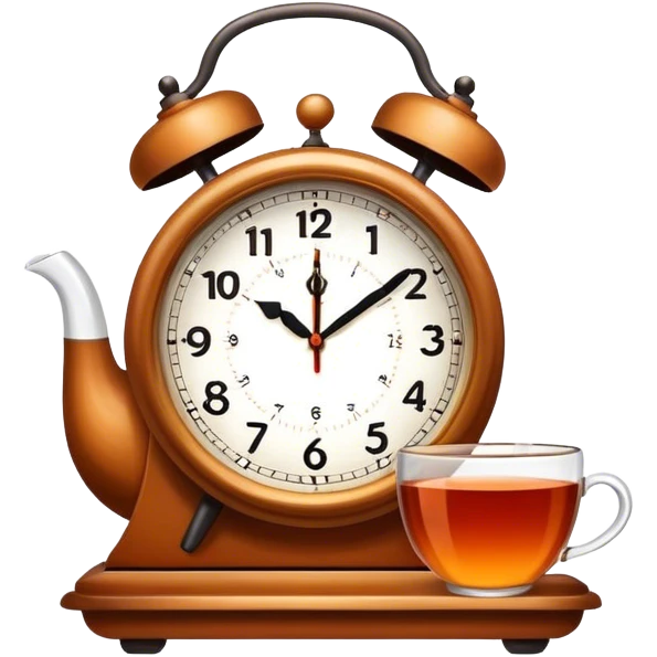 Clock with tea emoji