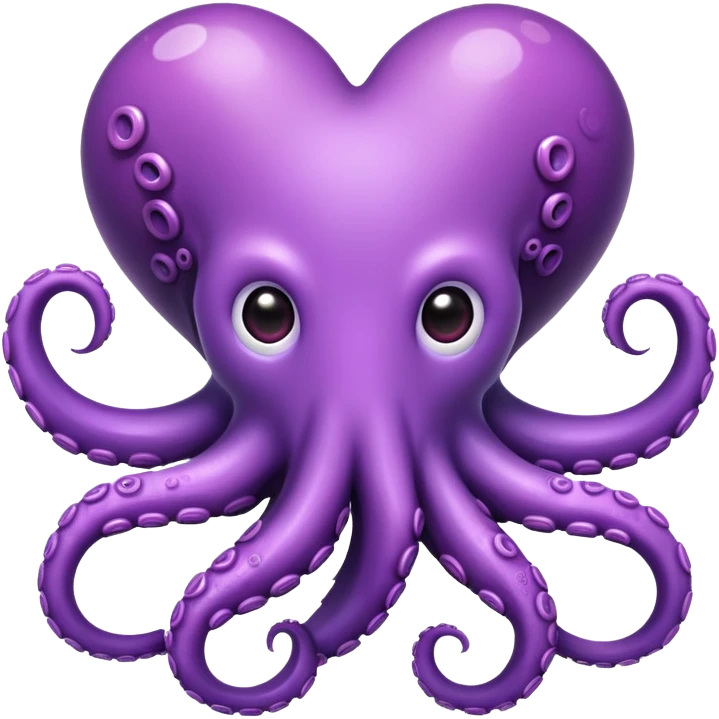 Purple octopus holding a heart   emoji
