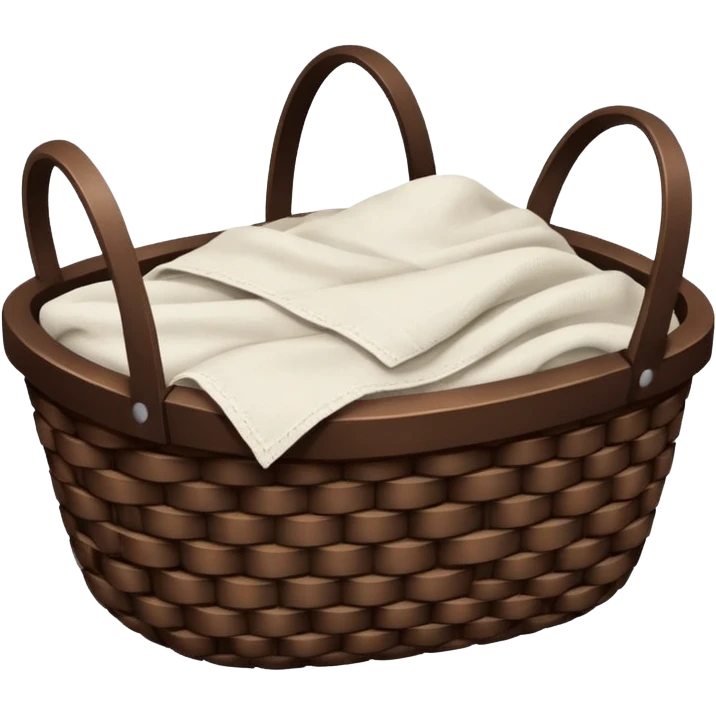 A woven dark Brown basket with fresh washed linen emoji