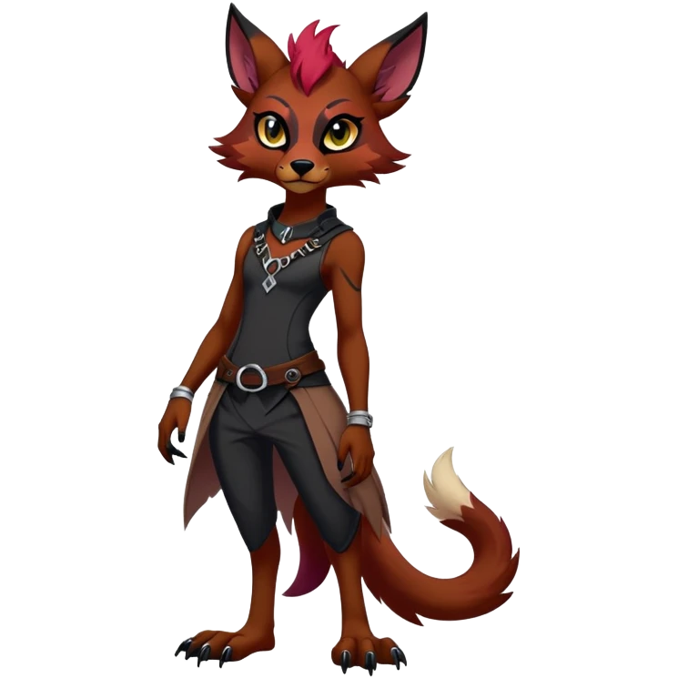 Dark edgy badass cool Falvie-Fionbri-creature-fursona, full body, with random markings emoji