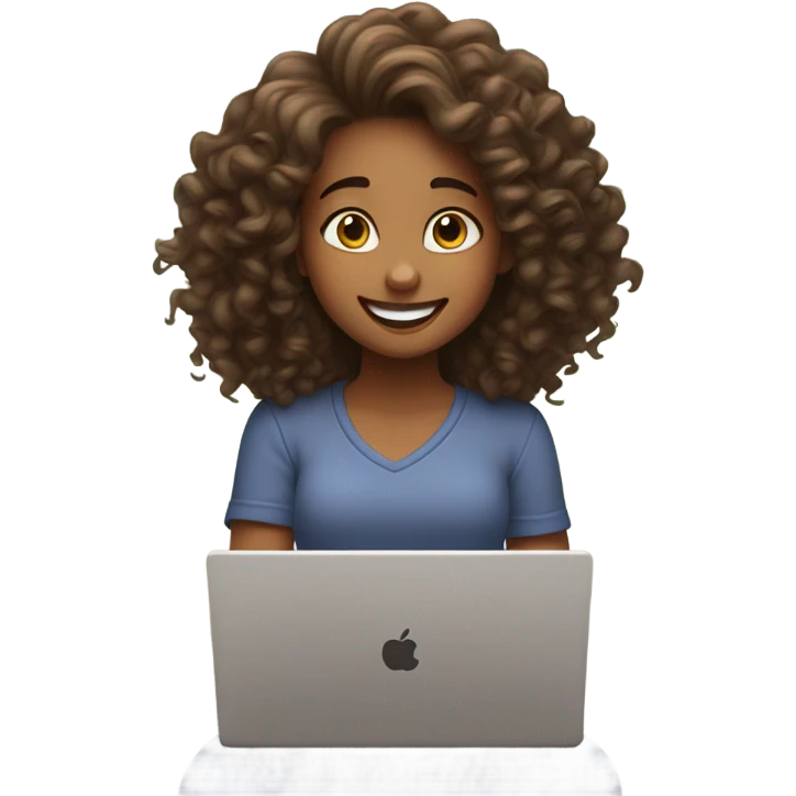 A girl in love with Disney long curly hair setting on laptop  emoji