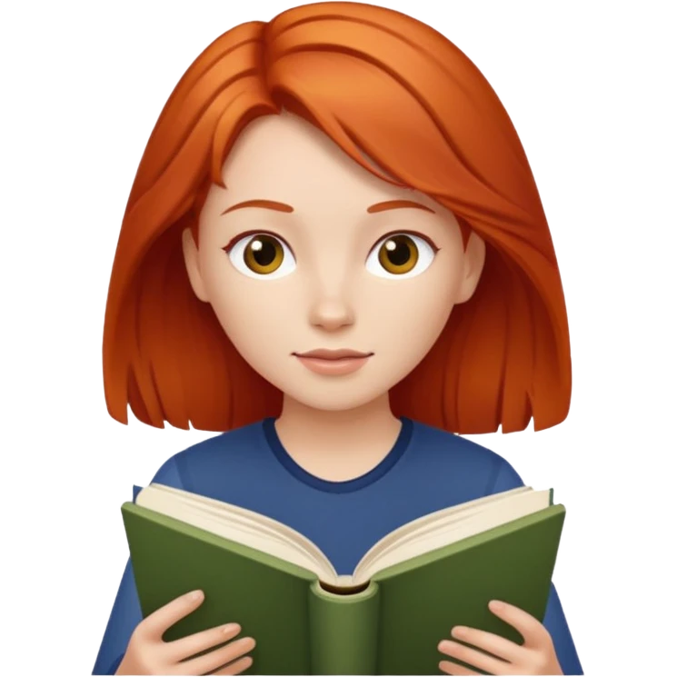 Руда дівчина читає книгу emoji