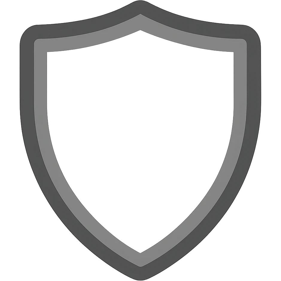 Make this shield icon social media style, flat grey color, modern and minimal, with no background (transparent). emoji
