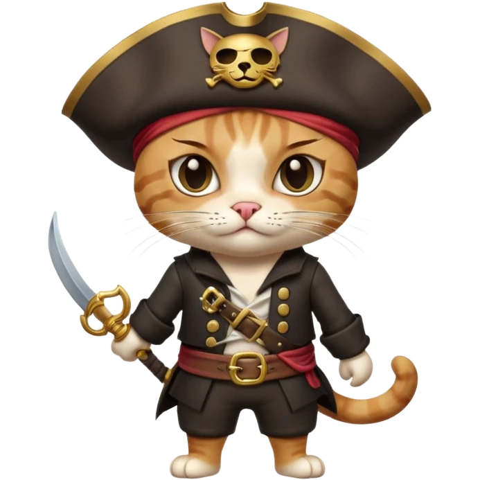 pirate cat with human body eye mask emoji