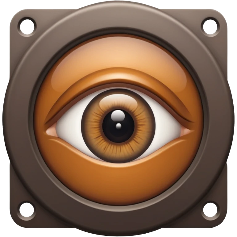 Minimalist emoji-style sticker of a peephole with a realistic eye looking out from inside. Black and gray tones, flat icon, centered eye.
 emoji