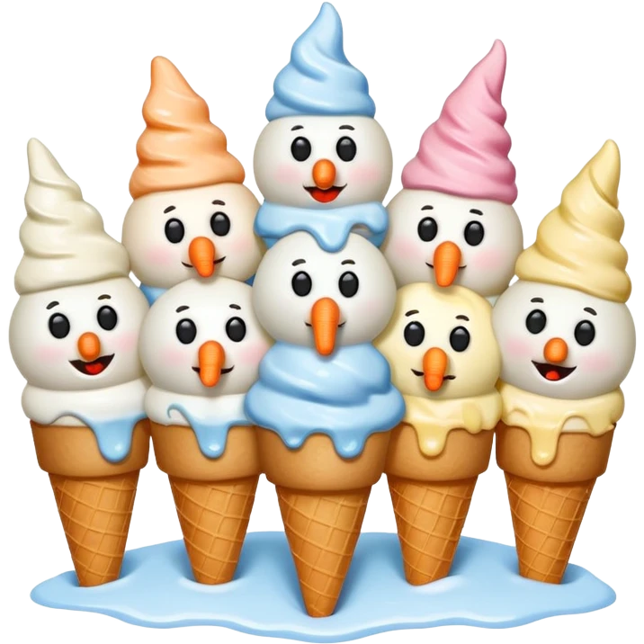 snowmen with  ice cream emoji