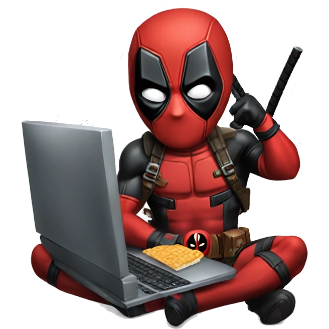 deadpool eating a computer emoji