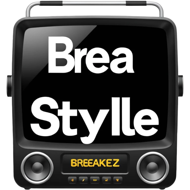 un gif texte qui défile  "BREAKSTYLEZ TV"  change de couleur sur fond noir sur le theme dj emoji