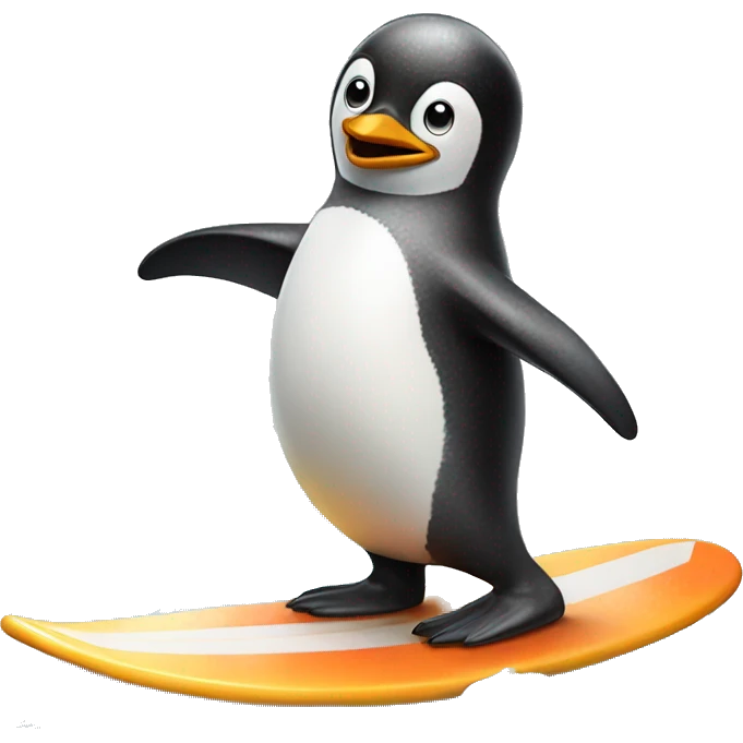 Penguin on a surfboard emoji
