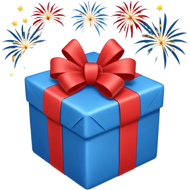 blue white present with fireworks emoji