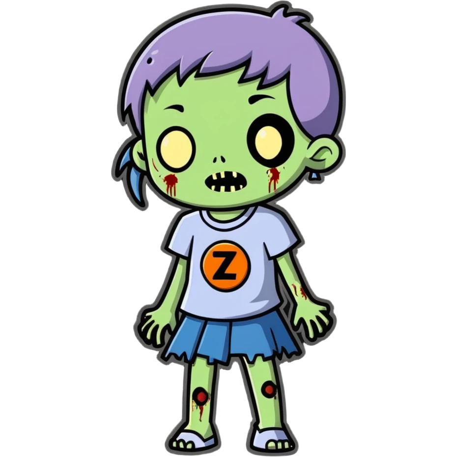 Zombie girl, cartoonish style emoji
