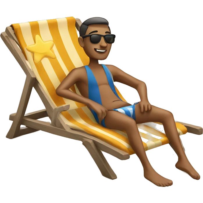 man in a sun lounger on the beach emoji