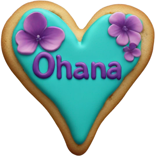 Teal purple Cookie heart with ohana emoji