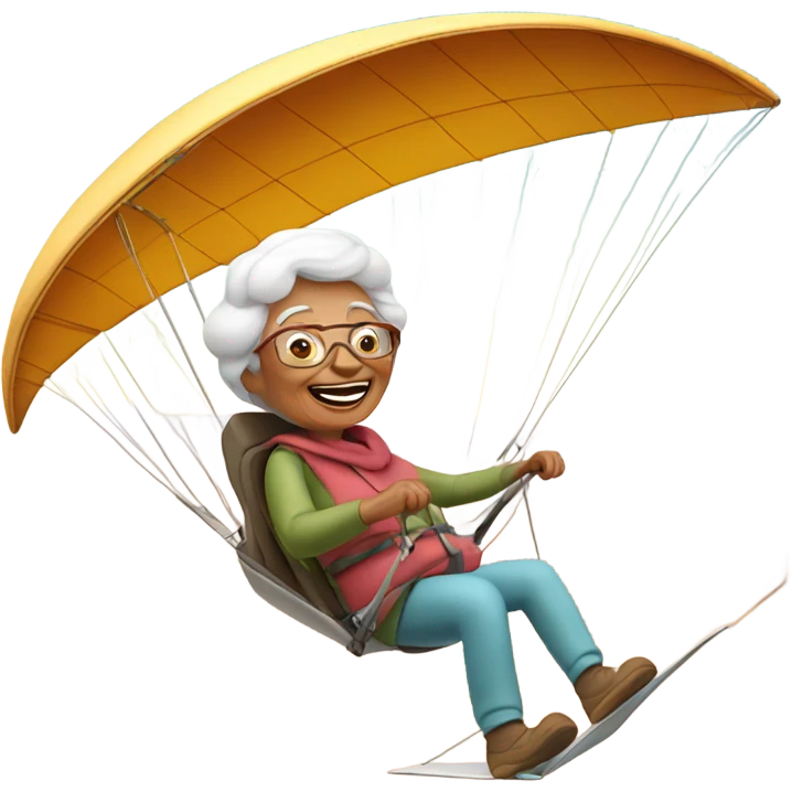Grandma hang gliding in a desert  emoji