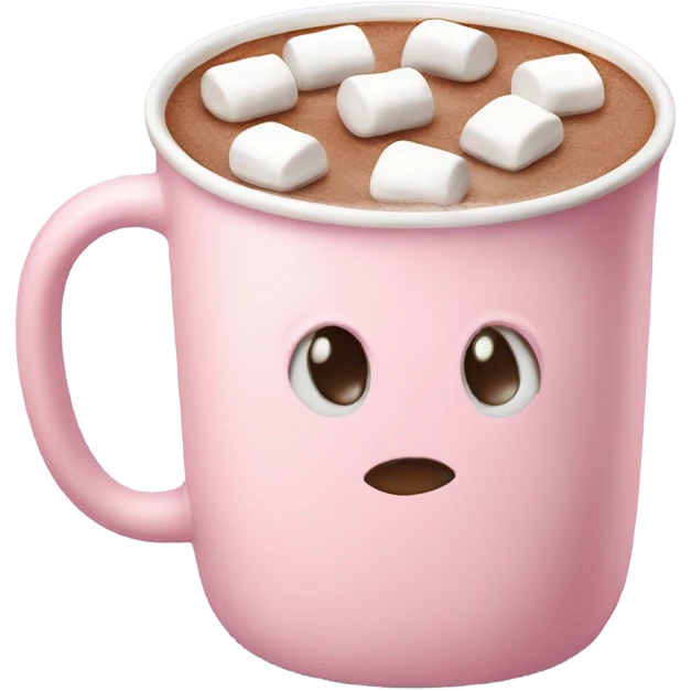 Light Pink mug of hot chocolate with marshmallows  emoji