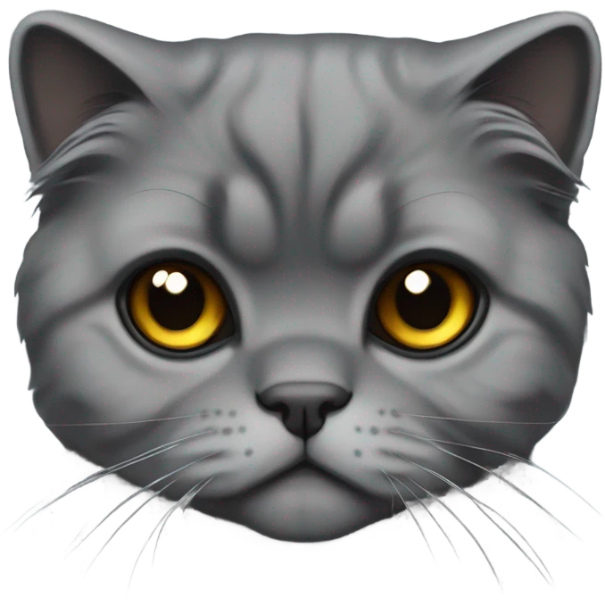 All dark grey Scottish fold cat long hair fold ear emoji