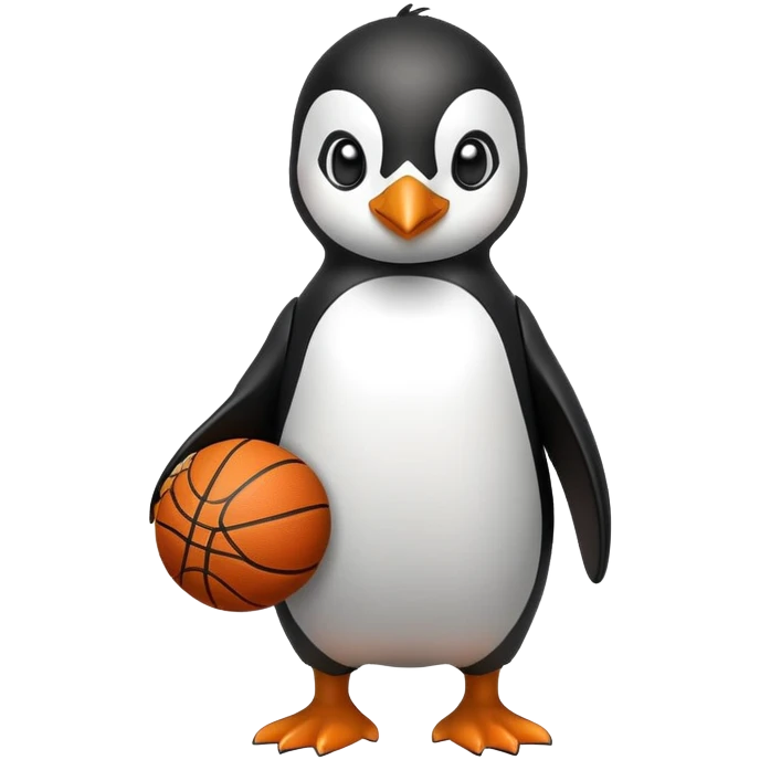 Penguin with a basketball jersey and abs emoji