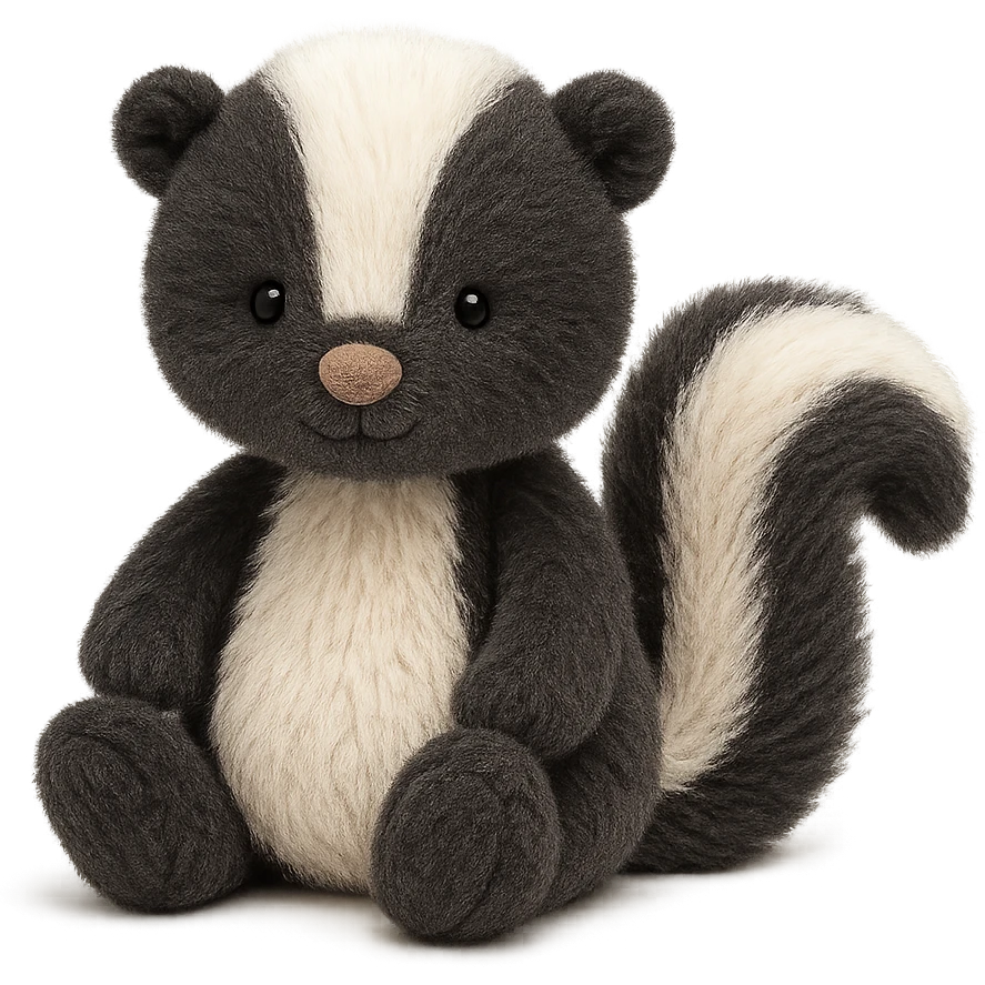 cute baby skunk jellycat stuffed plushie emoji