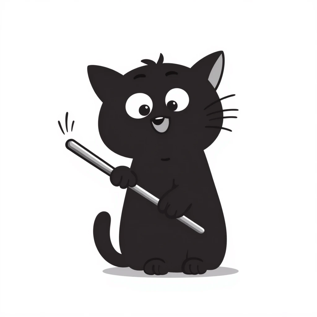 cat with a stick emoji