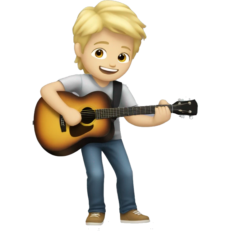 Blonde haired boy playing guitar emoji