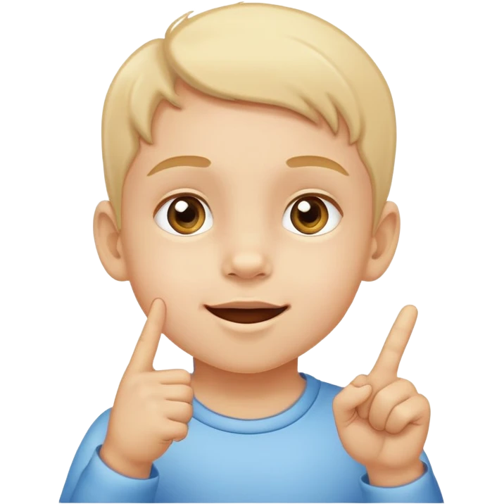 a child pointing to their eyes, cheerful and clear emoji