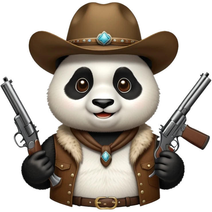 panda with cowboy hat and gun emoji