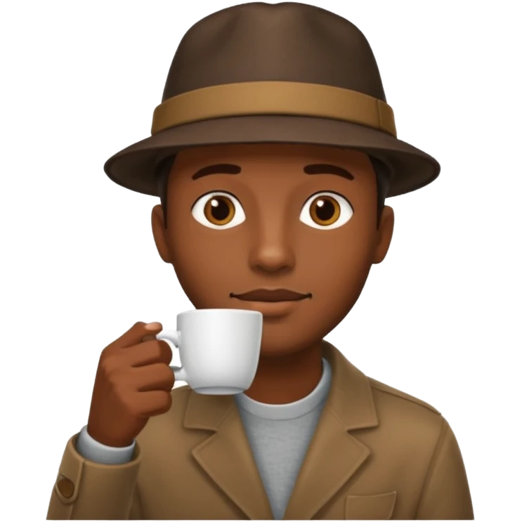 black man drinking coffee with hat emoji