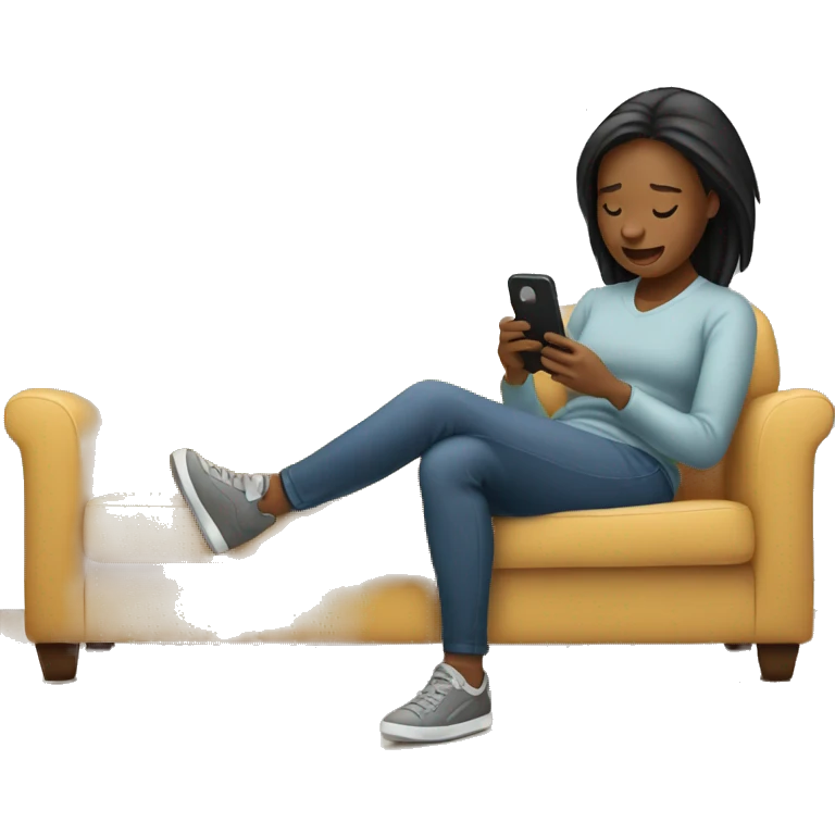 Mom texting on couch emoji