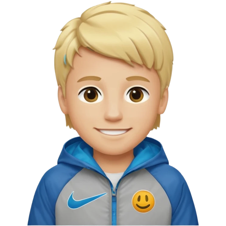 A boy with blond hair wearing a Nike jacket emoji